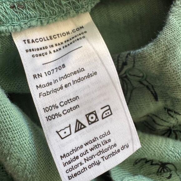 Tea Collection Green Palm Collared Short Sleeve Polo Romper Baby 12-18 Months - Picture 4 of 5